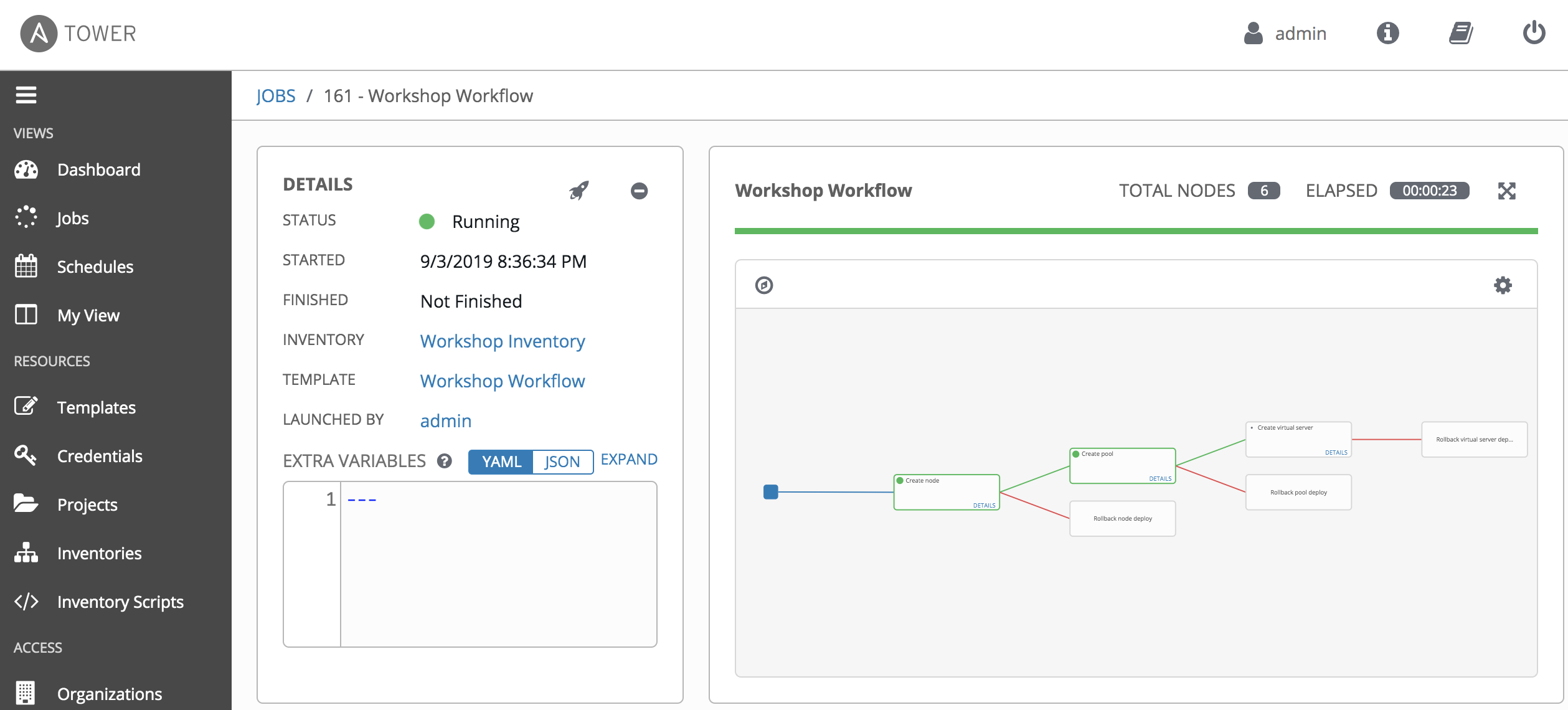 workflow job launched