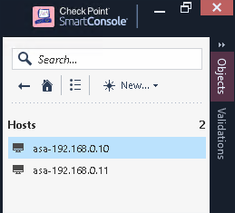 SmartConsole Hosts list
