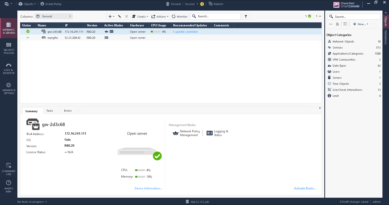 SmartConsole main window
