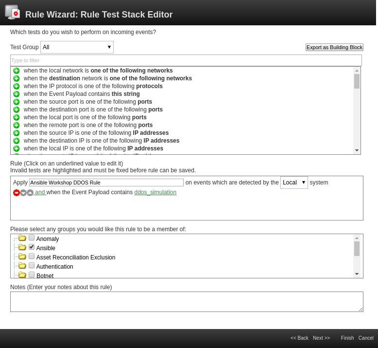 QRadar Rules Wizard