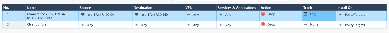 SmartConsole Blacklist Policy